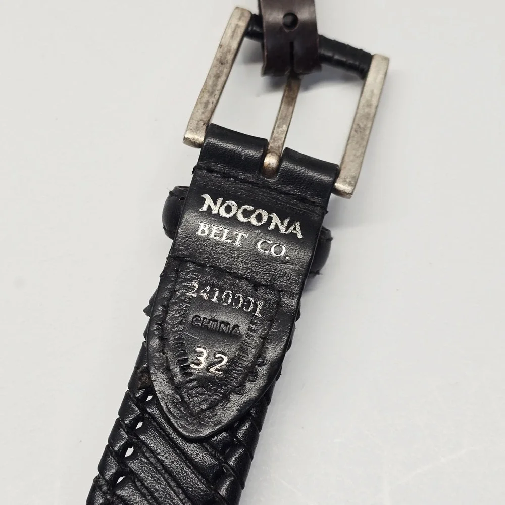Nocona Belt Co. Woven Leather Belt Silver Buckle Western Style‎ Size 32 American